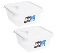 Home Fittings ® Wham Food Storage 2L Container with White Air Tight Lid Rice Pasta Lantil Fruit Square (Pack Of 2) BPA Free