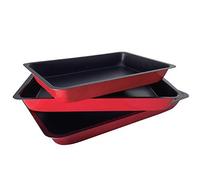 Home Flair Baking Tray Set of 3 Non Stick Oven Cooking Trays, Roasting Pan Tins Dish Made from Carbon Steel, Dishwasher Safe (PFOA Free)