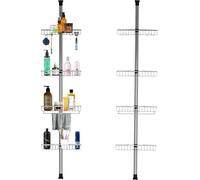 Home Flair Shower Caddy Non Rust | Bathroom Storage | 4 Tier Bathroom Corner Shelves | Adjustable Easy To Install No Drill Telescopic Shower Storage