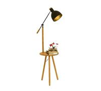 Home Floor Lamp Industrial Floor Lamp Modern Floor Lamp with Shelves Farmhouse Rustic Floor Standing Lamps with Iron Shade & Wooden Base for Living Room Bedroom Office Standing Lamp(Black)