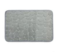 Home Floor Mat with Memory Foam Cushion and Nonslip PVC Bottom, Absorbent Pebble Pattern Carpet for Bathroom, Toilet, Bedroom and Powder Room Floors (Gray)