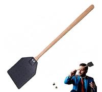 Home Fly Swatter Wood Handle Punched Leather Flyswatter Manual Insect Mosquito Wasp Pest Control Fly Zapper Racket for Indoor