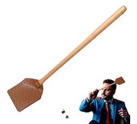 Home Fly Swatter Wood Handle Punched Leather Flyswatter Manual Insect Mosquito Wasp Pest Control Fly Zapper Racket for Indoor