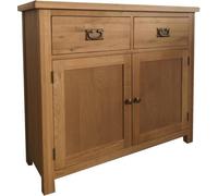 Home Furniture Group Oakcroft Swr10 Rustic Medium Wood Small Sideboard Fully Assembled 2-Door 2-Drawer Solid Wood Storage Cabine