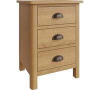 Home Furniture Group Ravendale Rr02 Rustic Medium Wood 3-Drawer Bedside Table Fully Assembled Cabinet With Dark Metal Cup Handle