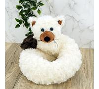 Home Furniture Novelty Cat Design Draught Excluder Fabric Fleece Draft Door Stopper (Cream)