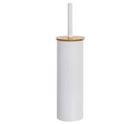 Home Gadgets Toilet Brush Holder with Lid Wood White 37 cm