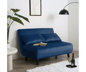 Home Garden Direct Aurora - Small Double Sofa Bed in Velvet - 2 Seater - Blue Home Garden Direct Blue