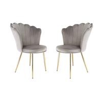 Home Garden Direct Mini Flora - Pair Of Dining Chairs - Velvet Upholstery With Floral Design (grey), Grey