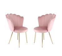 Home Garden Direct Mini Flora - Pair Of Dining Chairs - Velvet Upholstery With Floral Design (pink), Pink