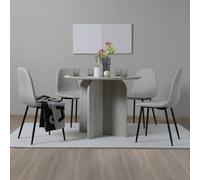 Home Garden Direct NYX Dining Set Round Table in Stone Effect & x 4 Linen Chairs Beige Home Garden Direct Beige