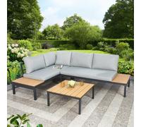 Home Garden Direct Rhea - Platform Corner Sofa - 4 Seater Garden Set with Table in Grey Home Garden Direct Grey
