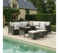 Home Garden Direct Thalia Corner Sofa Set - Glass Top- Beige Home Garden Direct Beige