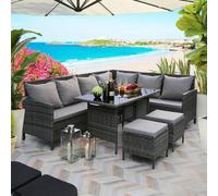 Home Garden Direct Thalia Corner Sofa Set - Glass Top - Grey Home Garden Direct Grey