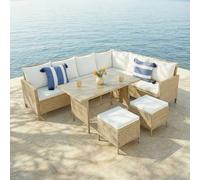 Home Garden Direct Thalia Rattan Corner Sofa 8 Seater Glass Table Natural Home Garden Direct Natural