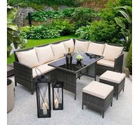 Home Garden Direct Thalia - Rattan Corner Sofa Set - 8 Seats - Beige Home Garden Direct Beige