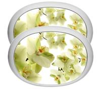 Home Garden Ornaments 2-Pack Serving Tray Set - Non-Slip Lap Boards for Serving Food, Drinks & Snacks, Decorative Trays (Orchid Flower)