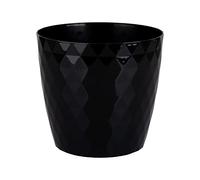 Home Garden Ornaments Black Plant Pots Indoor 30cm Diameter - Round Plant Pot with Glossy Crystal Surface - Decorative Flower Pot - Plastic Flower Pots Outside (Ø30cm, Black Crystal)