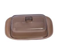 Home Garden Ornaments Creamy Butter Dish with Lid 12.5cm x 8cm - Plastic Butter Dish for 200g - Container with Lid - Serving Plates for Butter - Butter Box for Kitchen (Creamy)