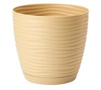 Home Garden Ornaments Large Wave Plant Pots Indoor - Indoor Plant Pot with 3D Effect, Drainage Holes, and Integrated Saucer, Plastic Flower Pots (Diameter: 27cm, Colour: Bavarian)