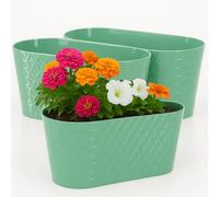Home Garden Ornaments Oval Long Indoor Plant Pots 23 cm - Pearly Herb & Succulent Planter Pots, Decorative Window Flower Pots, Green Mint