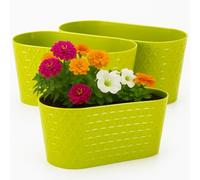 Home Garden Ornaments Oval Long Indoor Plant Pots 27 cm - Pearly Herb & Succulent Planter Pots, Decorative Window Flower Pots, Green Lime