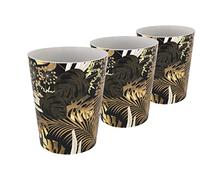 Home Garden Ornaments Plant Pots Indoor 15.5cm Height Set of 3 - Original Golden Jungle Plant Pot Outdoor - Plastic Flower Pot - Round Flower Pots Outside (15.5cm, Golden Jungle)