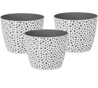 Home Garden Ornaments Plant Pots Indoor, Indoor Plant Pot - Vero Decorative Flower Pots with Basket and Insert, Polka Dot Pattern, Set of 3 (Diameter: 21cm, Colour: White and Grey)