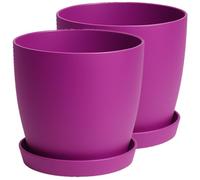 Home Garden Ornaments Plant Pots Indoor, Set of 2 with Saucers,6 Pastel Colours, Indoor Plant Pot, 8 Sizes (Purple, 30cm)