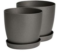 Home Garden Ornaments Plant Pots Indoor, Set of 2 with Saucers,6 Pastel Colours, Indoor Plant Pot, 8 Sizes (Black Graphite 9.5cm / 3.7 inch)