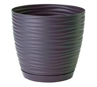 Home Garden Ornaments Wave Plant Pots Indoor - Indoor Plant Pot with 3D Effect, Drainage Holes, and Integrated Saucer, Plastic Flower Pots (Diameter: 19cm, Colour: Plum)