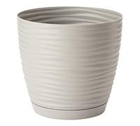 Home Garden Ornaments Wave Plant Pots Indoor - Indoor Plant Pot with 3D Effect, Drainage Holes, and Integrated Saucer, Plastic Flower Pots (Diameter: 13cm, Colour: Light Grey)