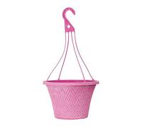 Home & Garden Prism Decorative Plastic Hanging Basket Planter Pot 12"- Pink - Matching Colour Hanger Included