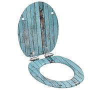 Home & Garden-WC Toilet Seat with Soft Close Lid MDF Old Wood Design-Furniture Choice