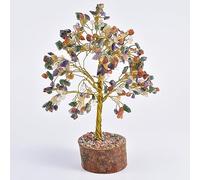 HOME GENIE Bonsai Seven Chakra Crystal Tree | Fengshui Vastu Crystal Stone Tree | Tree for Good Luck | Showpieces for Home Office Decor Spiritual Gift for Prosperity (Medium)