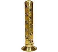 Home Genie Brass Incense Stick Holder | Floral Cut Agarbatti Stand | 2.5 x 8.5 cm