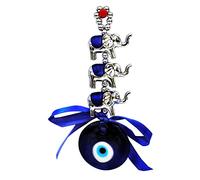 HOME GENIE Evil Eye Elephant Hanging for Vastu Nazar Suraksha Reiki Healing Blue Evil Eye Hanging for Home, Car & Door/Office Hanging Good Luck Success Prosperity Health Wealth - Pack of 1