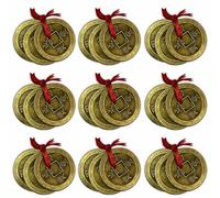 Home Genie Feng Shui Chinese Coins with Red String | Vastu Symbol for Harmony & Prosperity | Home & Office Décor Pack of 9