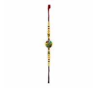 HOME GENIE Floral Rakhi for Brother - Golden Beaded Raksha Bandhan Thread with Colorful Centerpiece - Gift Card with “Being There” Message Pack of 2