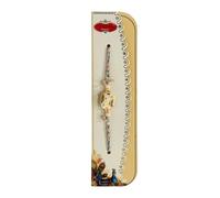 HOME GENIE Ganesha Rakhi for Brother - Decorative Raksha Bandhan Thread with Pearl Beads on Braided Blue-Pink Cord - Traditional Festival Bracelet with Blessings Pack of 2