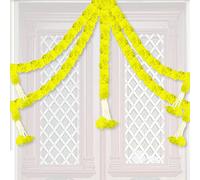 Home Genie Genda Phool Artificial Marigold Fluffy Flower/Genda Phool Garlands String for Diwali, Navratri, Durga Pooja Festival Office Decoration - 5 Piece (Light Yellow)