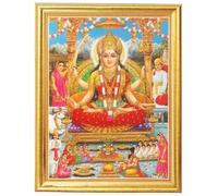 HOME GENIE Goddess Annapurna Photo Frame | Hindu Wall Art for Kitchen, Pooja Room & Temple | Golden Frame Décor for Abundance, Devotion, and Traditional Gifting