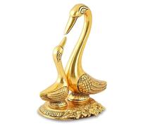 HOME GENIE "Golden Swan Pair Showpiece | Handcrafted Symbol of Love & Harmony | Elegant Home & Office Decor