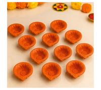 HOME GENIE Handmade Diyas for Diwali Decoration | Handmade Clay/Mitti Diya | Lanterns for Diwali Decoration | Decoration Mitti Diya | Handmade Diyas - Pack of 12.