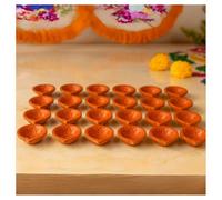 HOME GENIE Handmade Diyas for Diwali Decoration | Handmade Clay/Mitti Diya | Lanterns for Diwali Decoration | Decoration Mitti Diya | Handmade Diyas - Pack of 24.