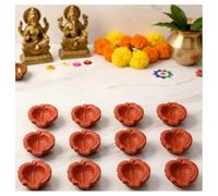 Home Genie Handmade Diyas for Diwali Decoration | Handmade Clay/Mitti Diya | Lanterns for Diwali Decoration | Decoration Mitti Diya | Handmade Diyas - Pack of 12.