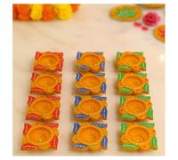 HOME GENIE Handmade Diyas for Diwali/Deepawali Decoration | Hand Painted Clay Mitti Diya | Lanterns for Diwali Decoration | Decoration Mitti Diya | Handmade Colourful Diyas