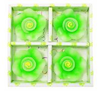 Home Genie Hibiscus Floating Candles Set of 4 | Dual-Tone Green & White Decorative Candles in Hibiscus Flower Design | Ideal for Pooja Bowls, Festive Décor & Gifting