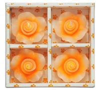 Home Genie Hibiscus Floating Candles Set of 4 | Dual-Tone Orange & White Decorative Candles in Hibiscus Flower Design | Ideal for Pooja Bowls, Festive Décor & Gifting