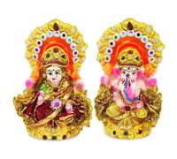 Home Genie Lakshmi Ganesha Idol Set for Diwali Pooja | Handcrafted Polyresin Murti for Mandir, Home Decor, Gift | Traditional Indian Art | 10.5x3.5x9.5 cm | 240g | Decorative Spiritual Idol
